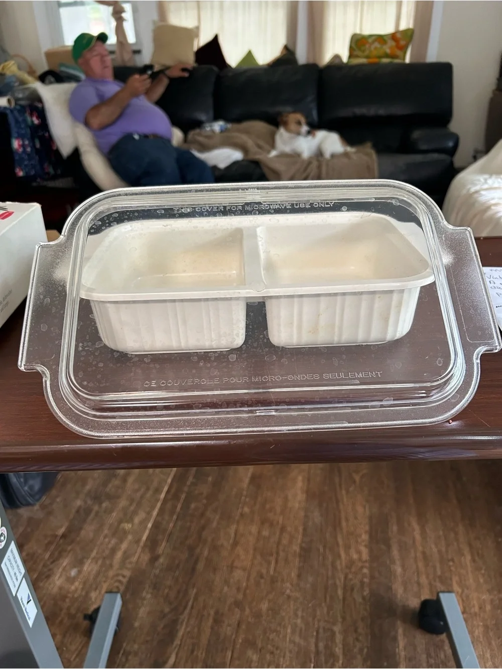 Rubbermaid White Covered Divided Microwave Dish with Clear Lid, regular oven,too